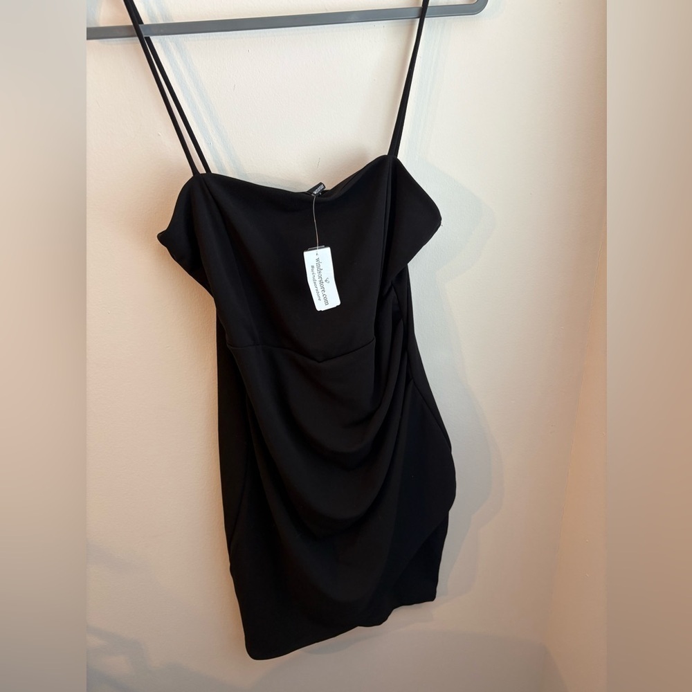 Windsor spaghetti strap wrap dress black size large NWT
